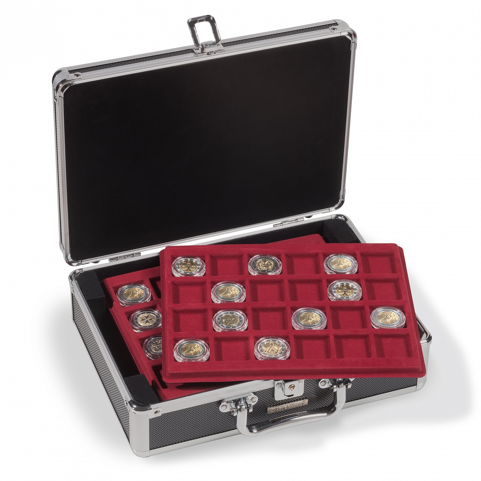 Mincovní kufr Leuchtturm CARGO S6, včetně 6 plat na 144 mincí 33mm