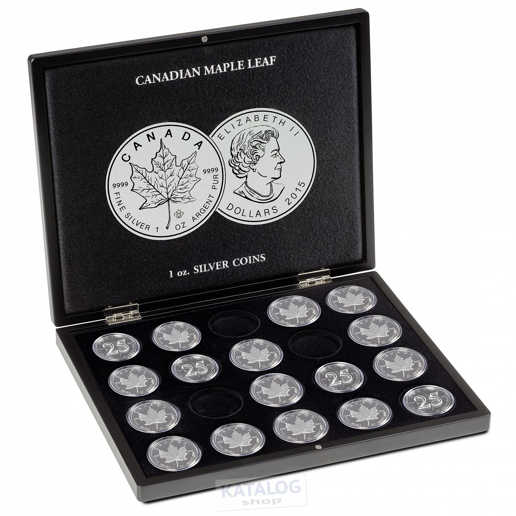 Mincovní kazeta ETUE na 20 stříbrných mincí MAPLE LEAF  1 Oz v kapslích, černá