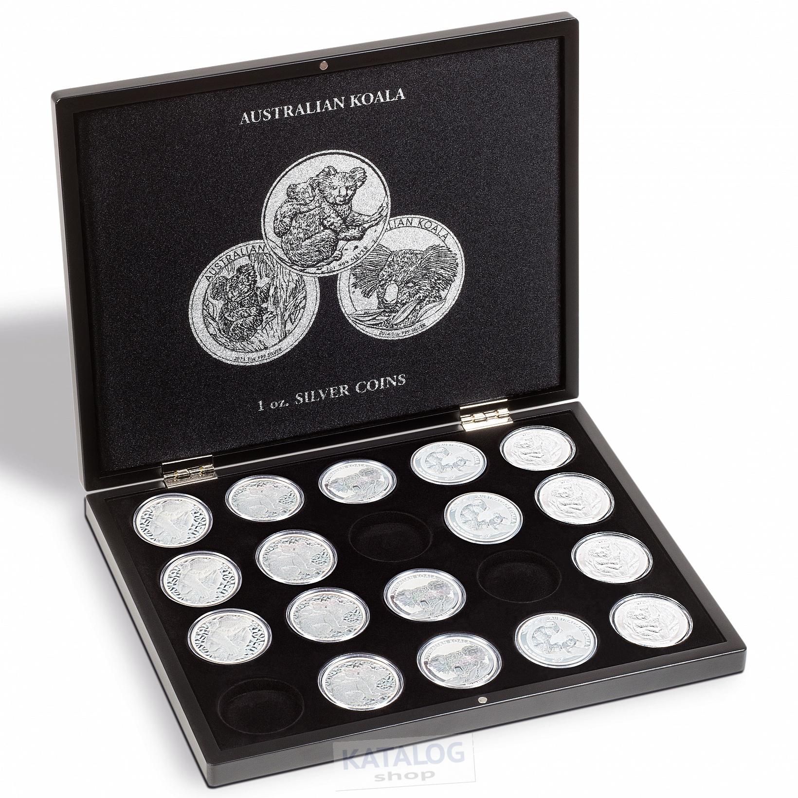 Mincovní kazeta ETUE na 20 stříbrných mincí KOALA 1 Oz v kapslích, černá