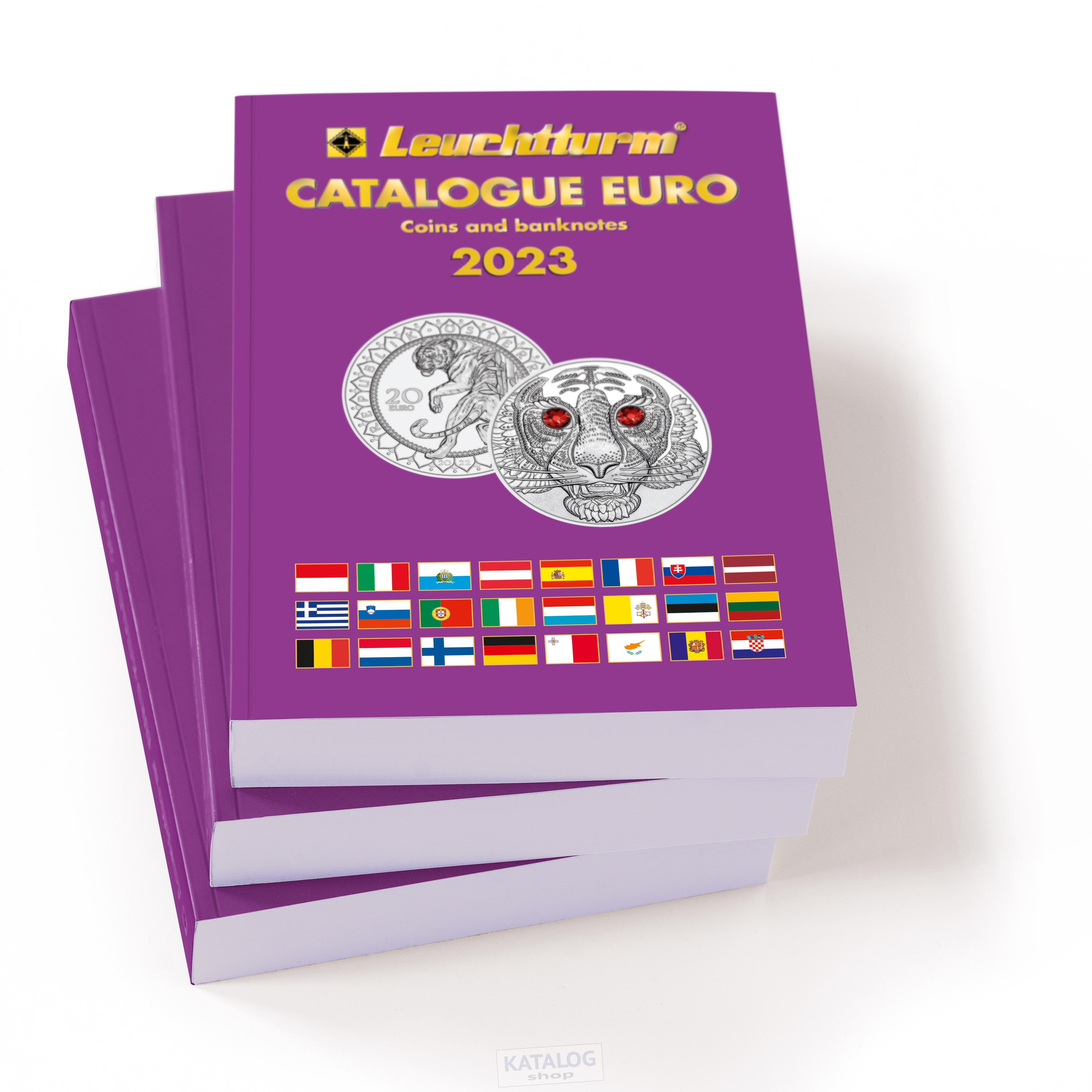 Euro katalog mincí a bankovek Leuchtturm 2023 ( anglicky )