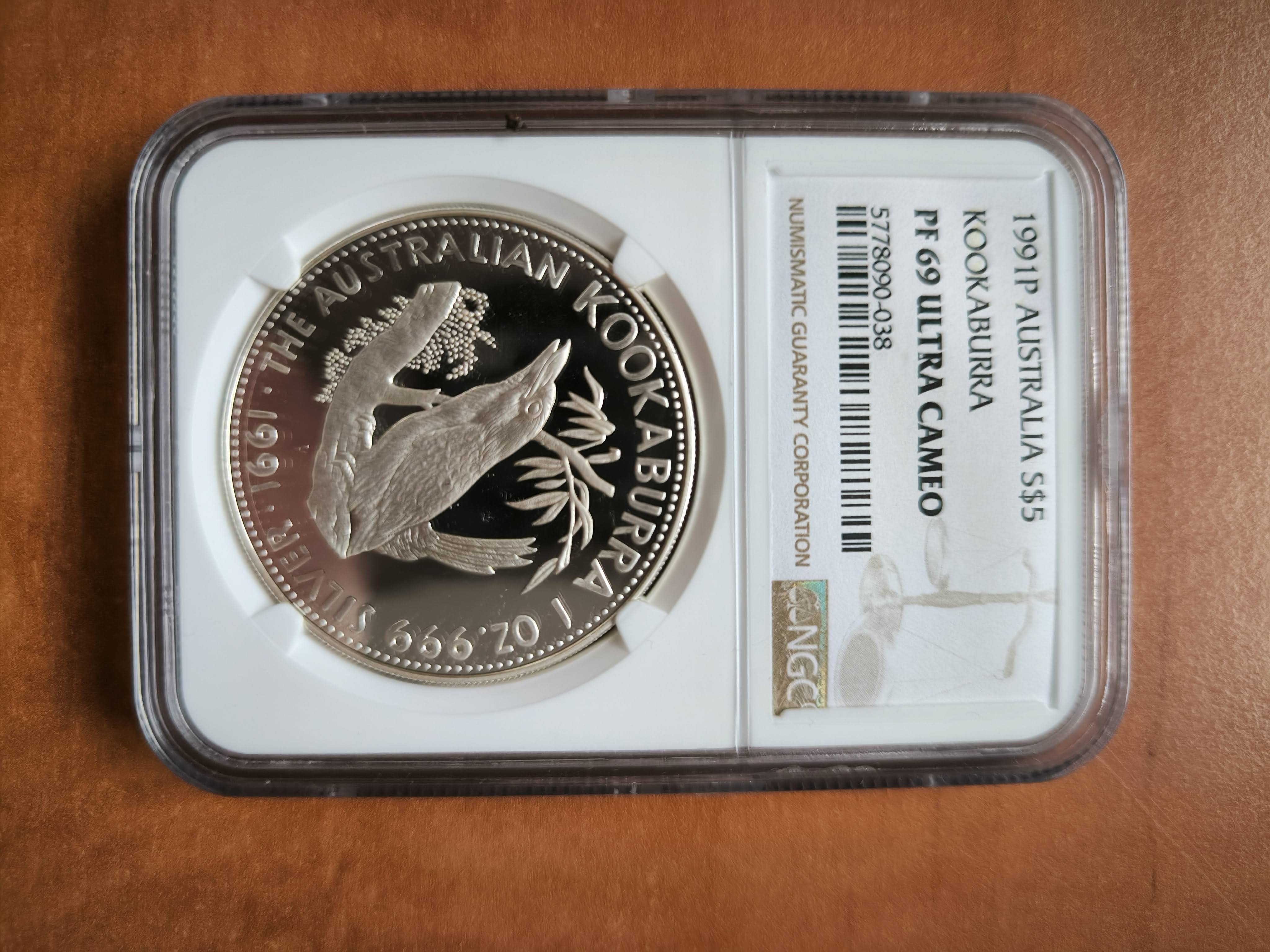 Stříbrná mince 1 Oz Australian Kookaburra 1991 NGC PF69 ULTRA CAMEO