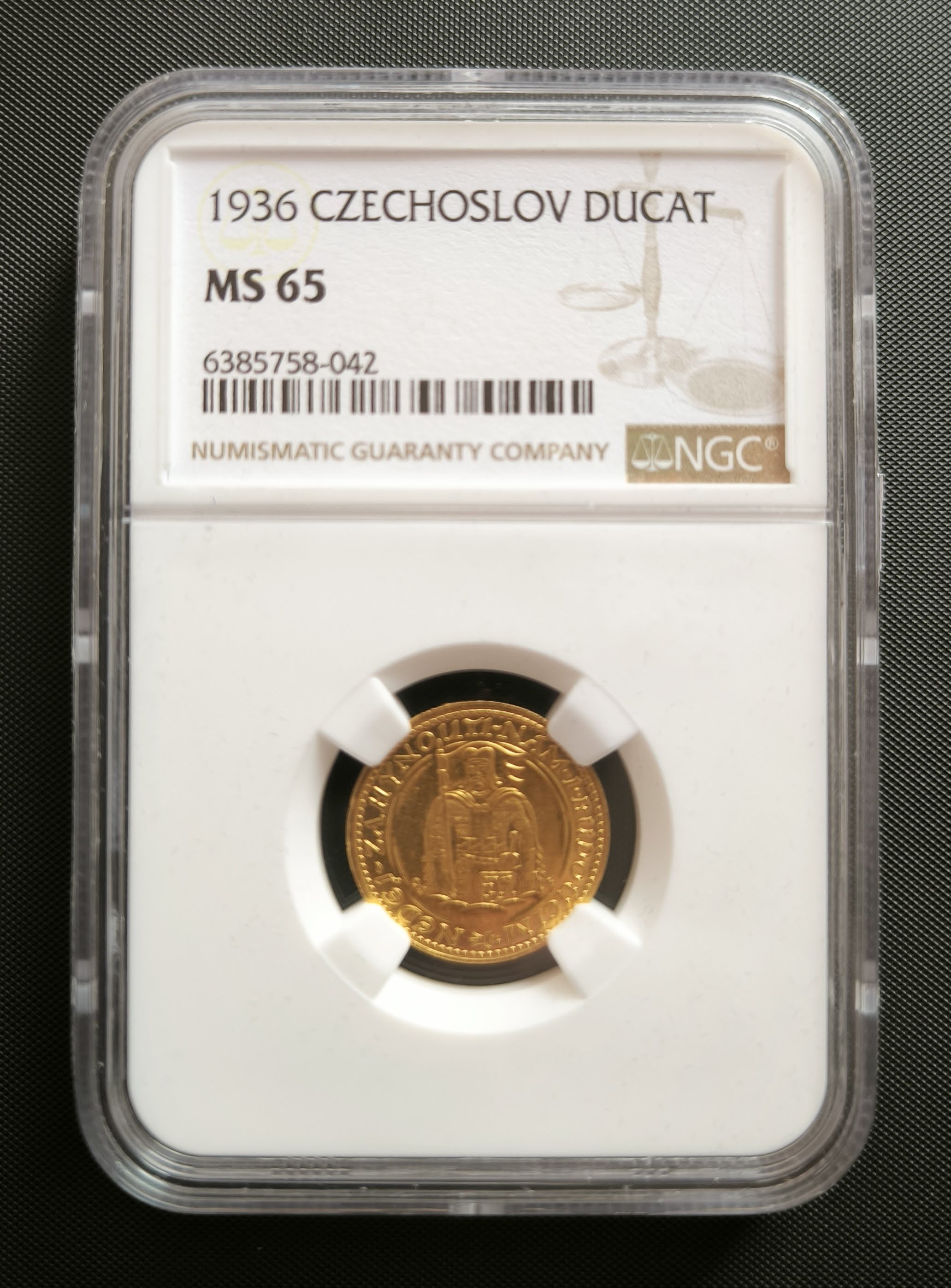 1936 Svatováclavský Dukát certifikace NGC MS65